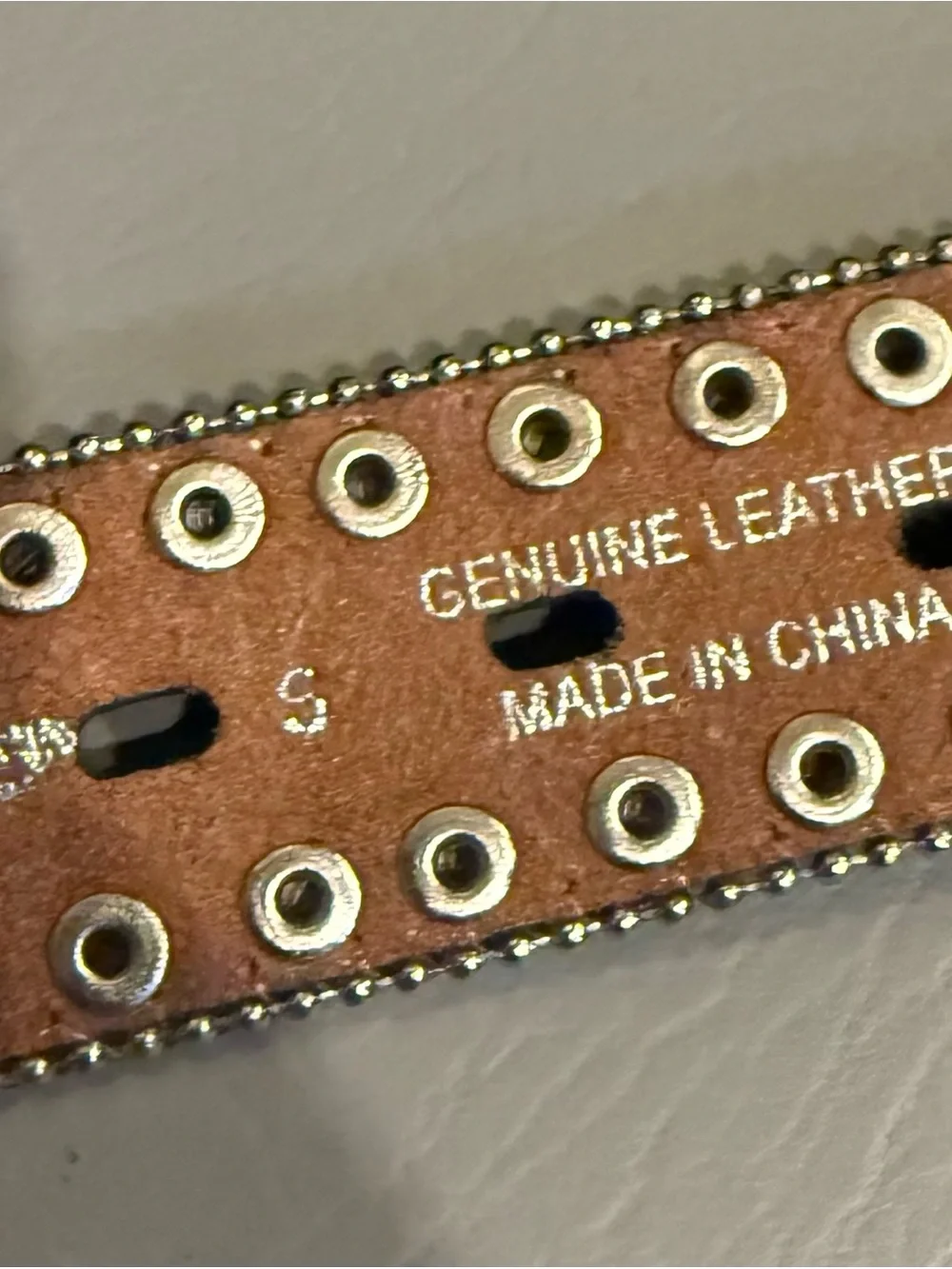 Nocona Studded Amber Brown Leather Waist Belt with Gem Accents